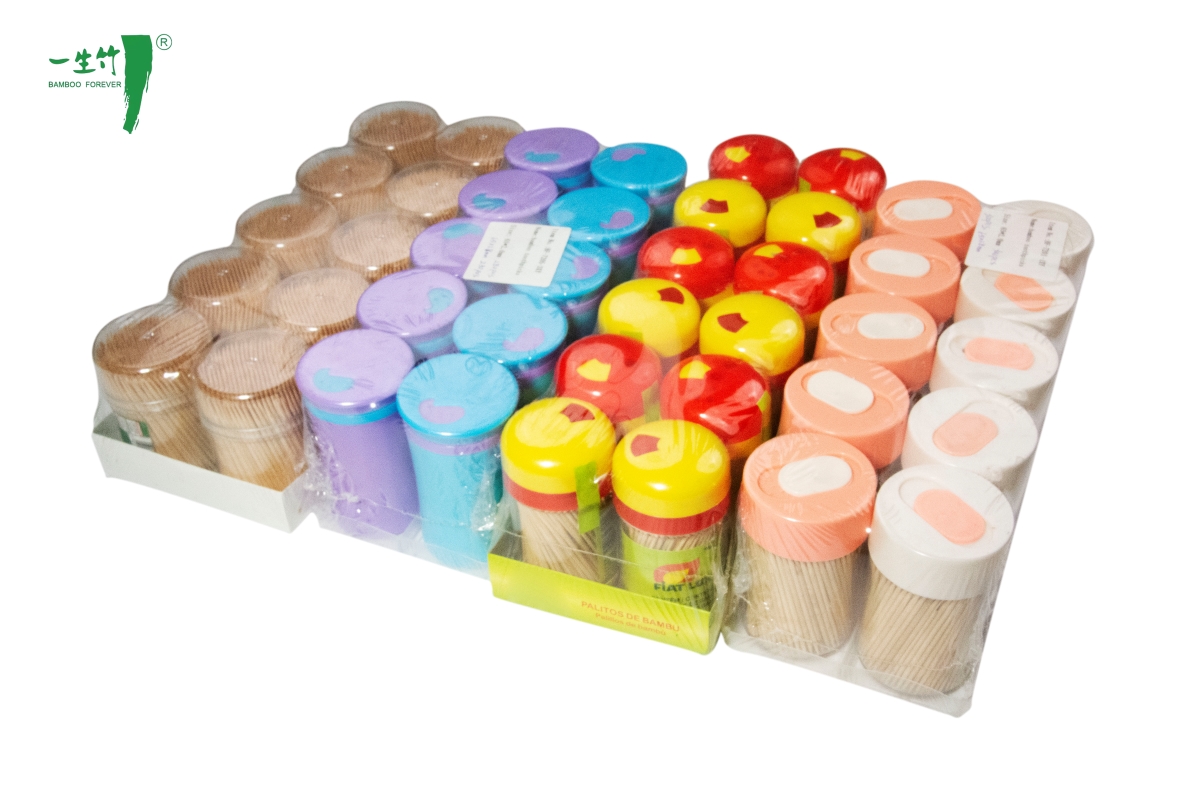 Palitos de Bambu Redondos com Caixa de Armazenamento em Plástico Transparente